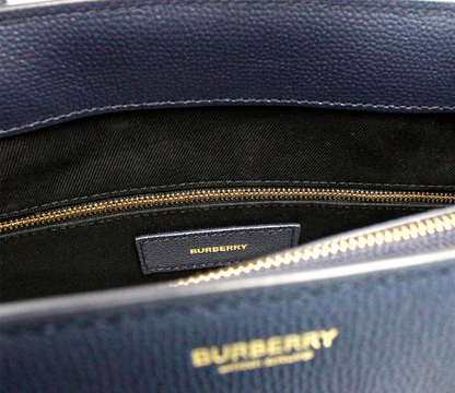 Burberry Banner Medium Regency Blue Leather Tote Crossbody Handbag Purse Burberry