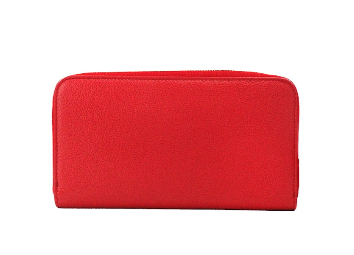 Burberry Elmore Red Embossed Logo Leather Continental Clutch Wallet Burberry