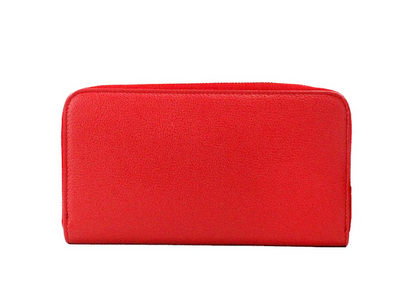 Burberry Elmore Red Embossed Logo Leather Continental Clutch Wallet Burberry