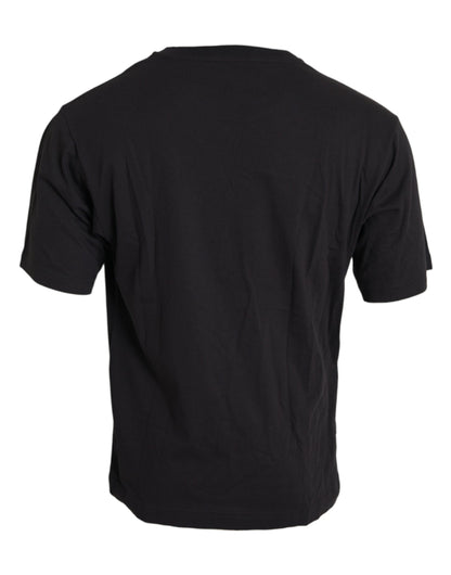 Dolce & Gabbana Black Printed Pocket Cotton Crewneck T-shirt Dolce & Gabbana