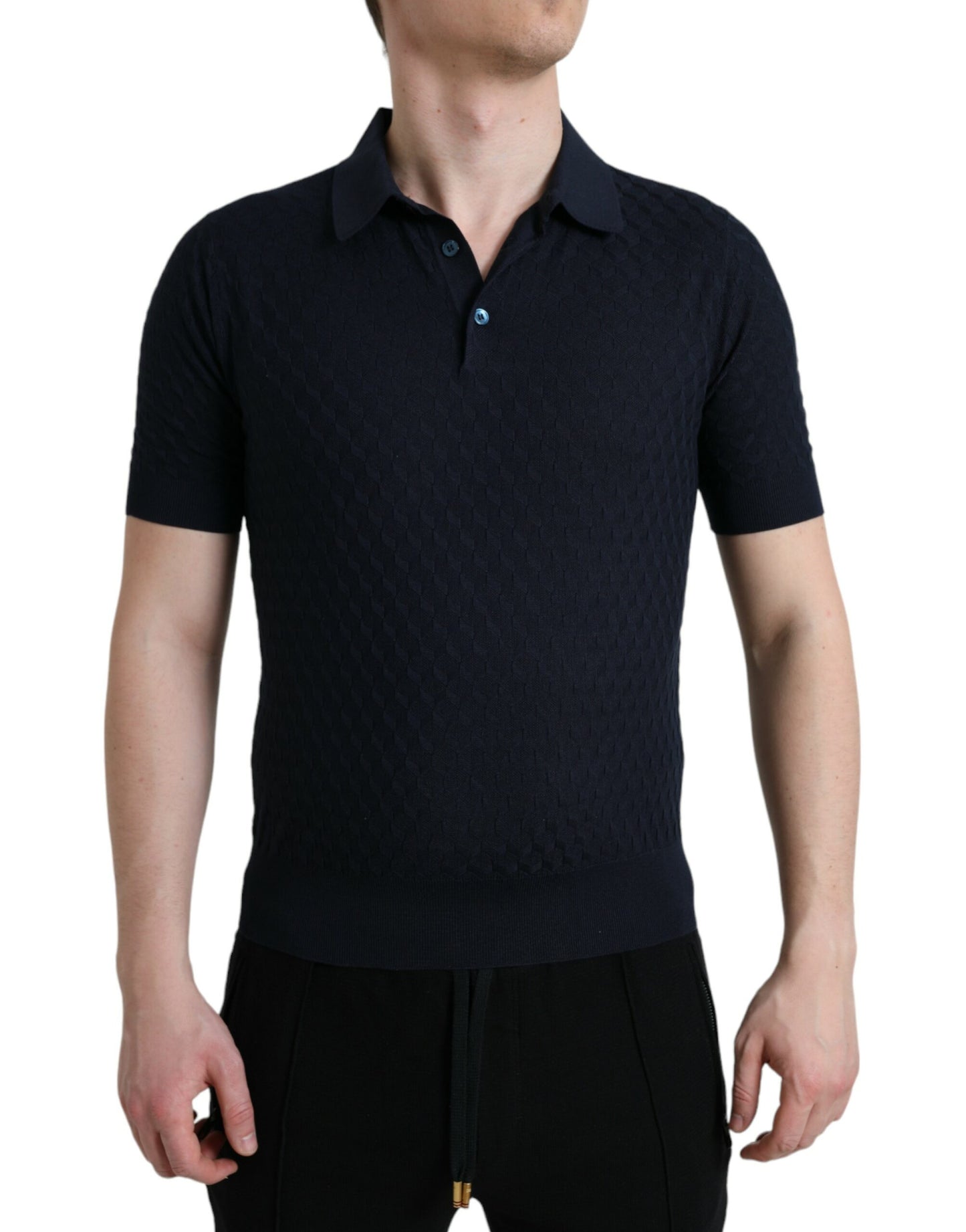 Dolce & Gabbana Dark Blue Collared Short Sleeve Polo T-shirt Dolce & Gabbana