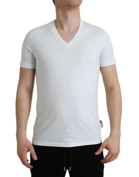 Dolce & Gabbana White Cotton V-neck Short Sleeve Underwear T-shirt Dolce & Gabbana