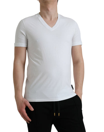 Dolce & Gabbana White Cotton V-neck Short Sleeve Underwear T-shirt Dolce & Gabbana