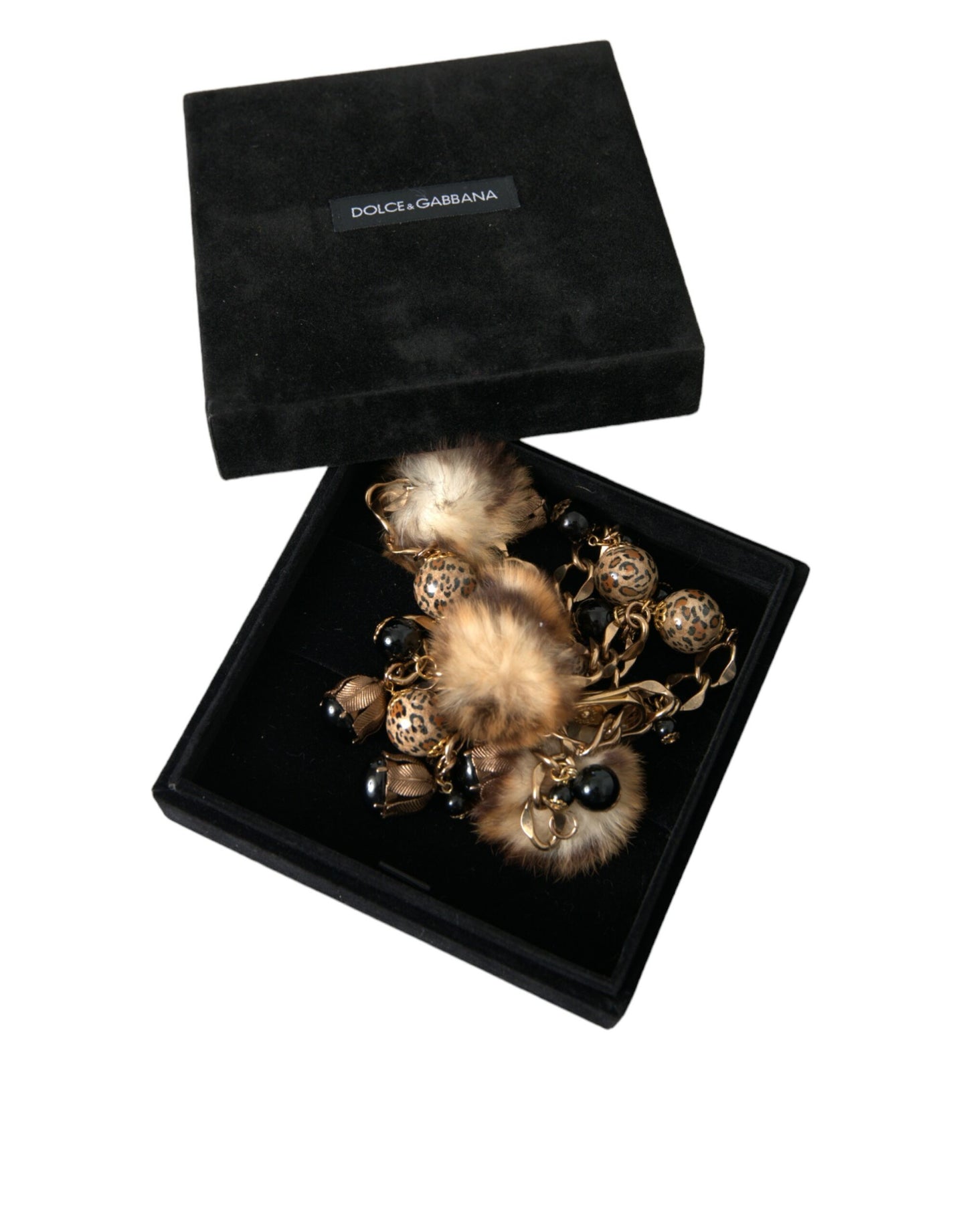 Dolce & Gabbana Gold Brass Leopard Fur Pearl Collier Chain Belt Dolce & Gabbana