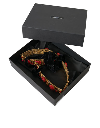 Dolce & Gabbana Gold Brass Red Roses Crystal Jewel Waist Belt Dolce & Gabbana