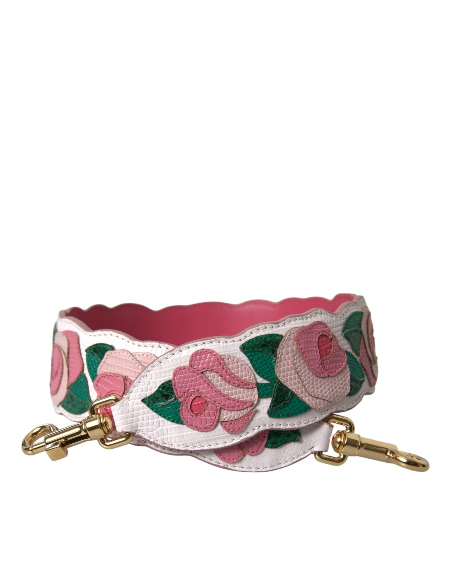 Dolce & Gabbana White Floral Leather Accessory Shoulder Strap Dolce & Gabbana