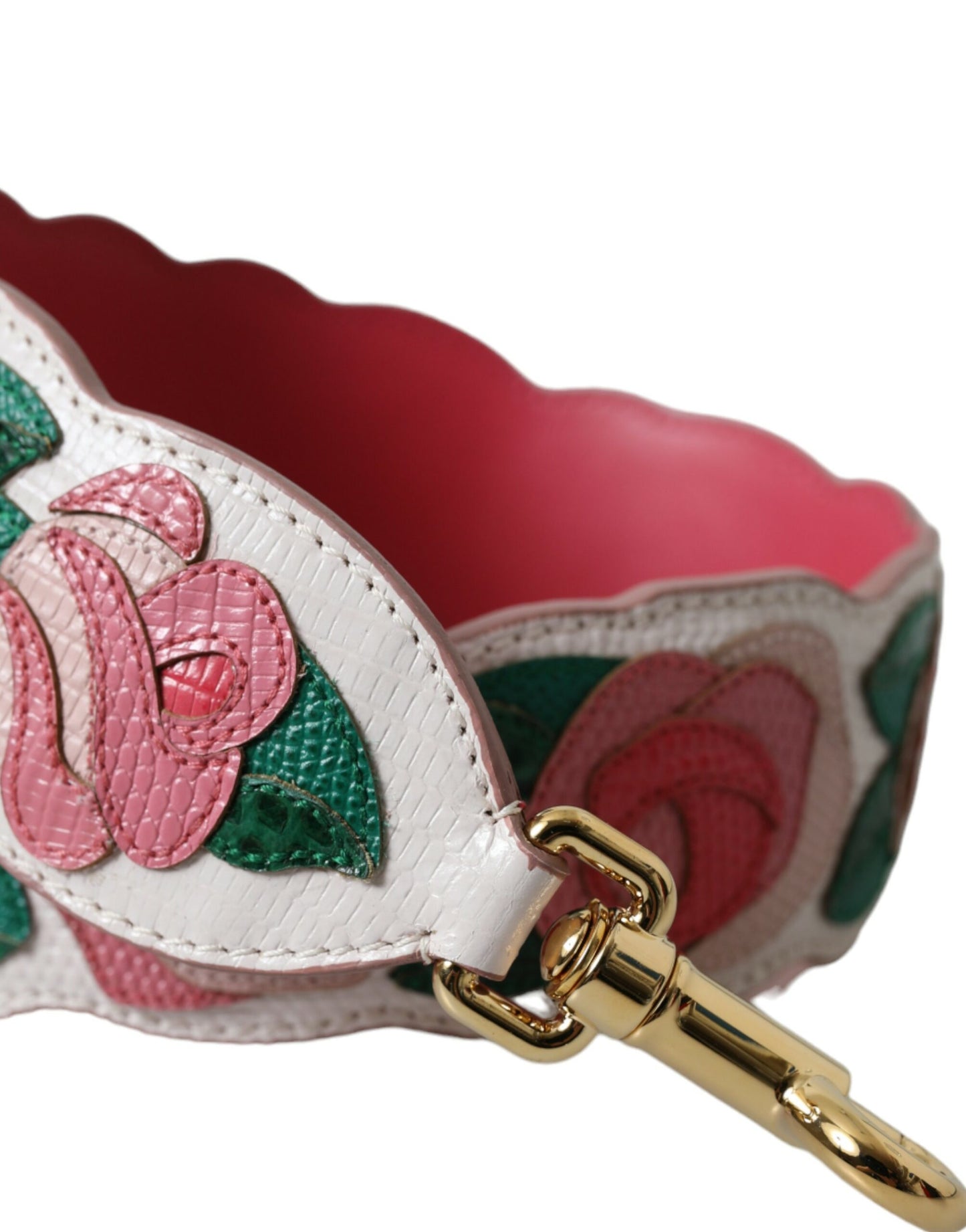 Dolce & Gabbana White Floral Leather Accessory Shoulder Strap Dolce & Gabbana