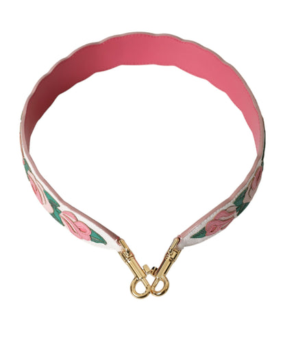 Dolce & Gabbana White Floral Leather Accessory Shoulder Strap Dolce & Gabbana