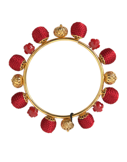 Dolce & Gabbana Gold Brass Red RUNWAY Sicilia Natale Roses Bracelet Dolce & Gabbana