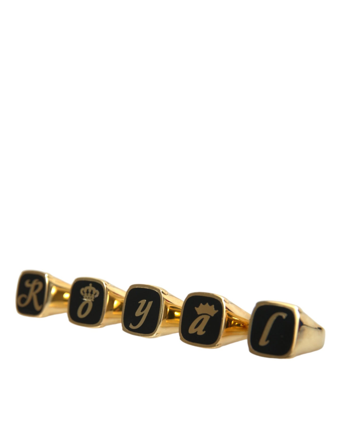 Dolce & Gabbana Gold Brass ROYAL Enamel Set of 5 Ring Dolce & Gabbana