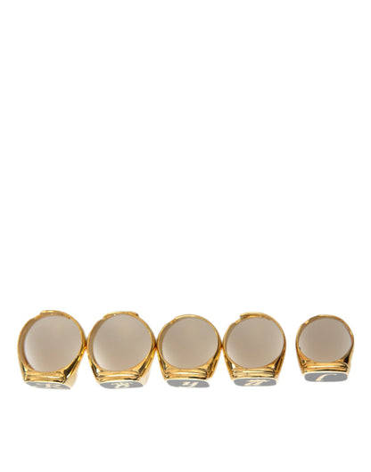 Dolce & Gabbana Gold Brass ROYAL Enamel Set of 5 Ring Dolce & Gabbana