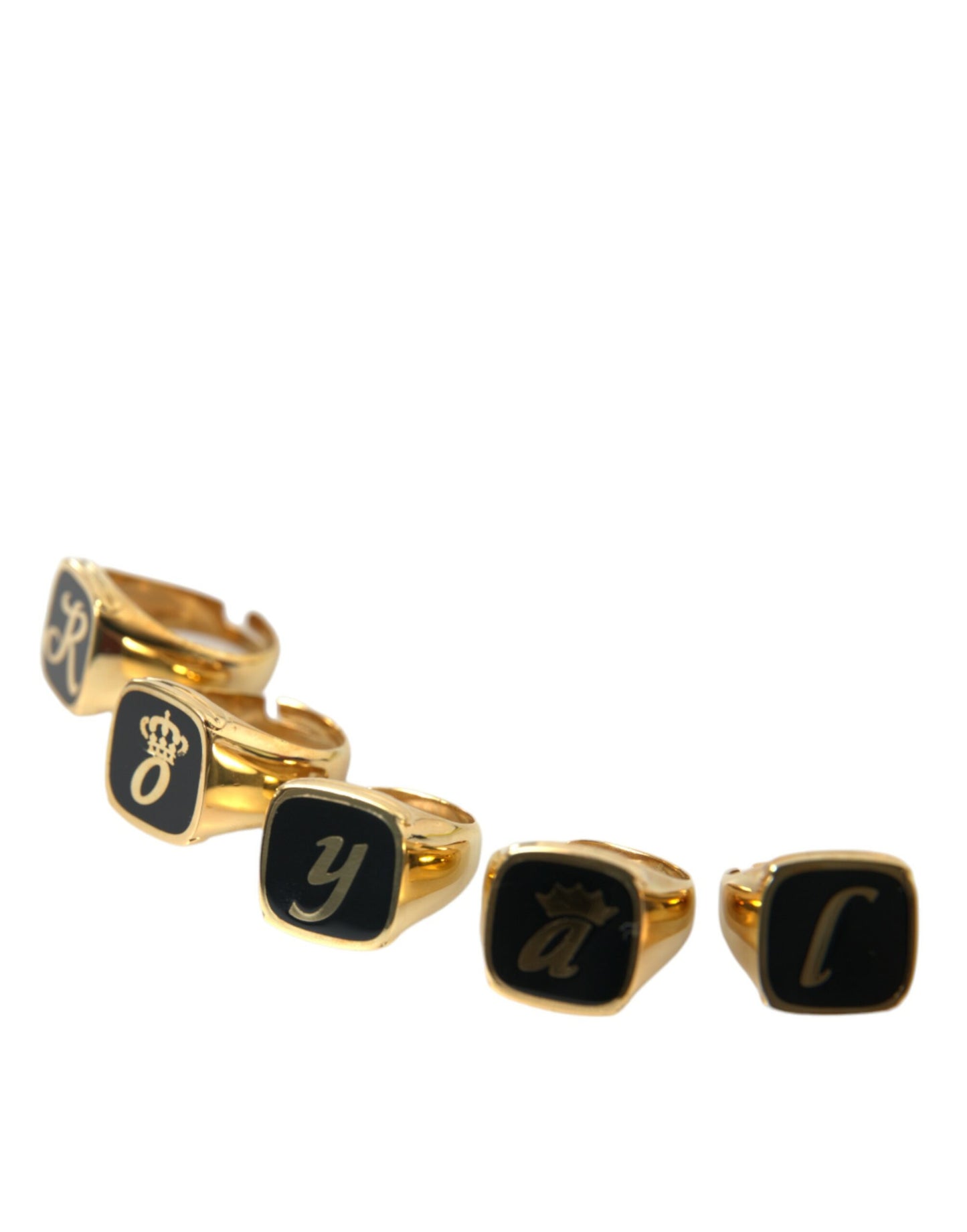 Dolce & Gabbana Gold Brass ROYAL Enamel Set of 5 Ring Dolce & Gabbana