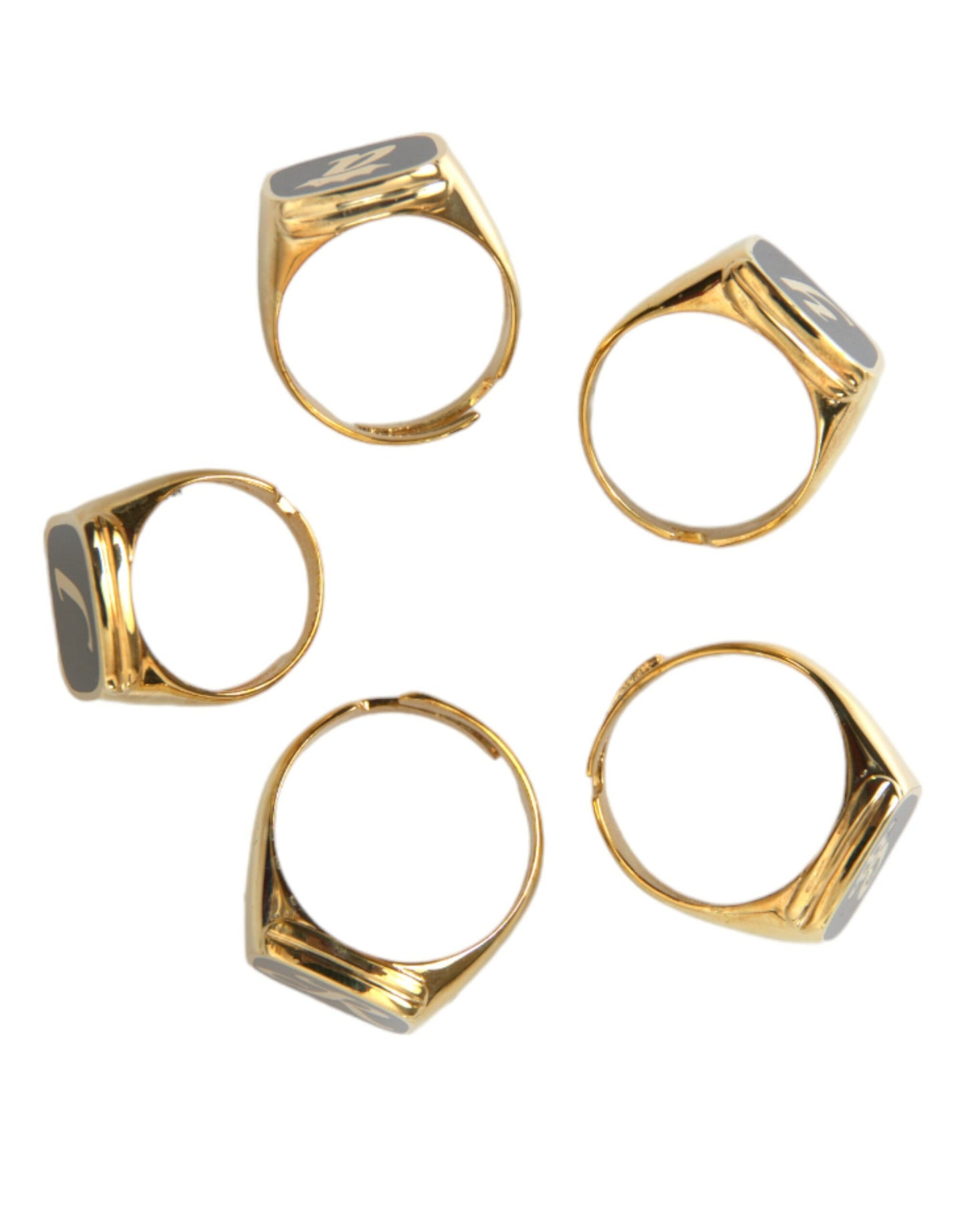 Dolce & Gabbana Gold Brass ROYAL Enamel Set of 5 Ring Dolce & Gabbana