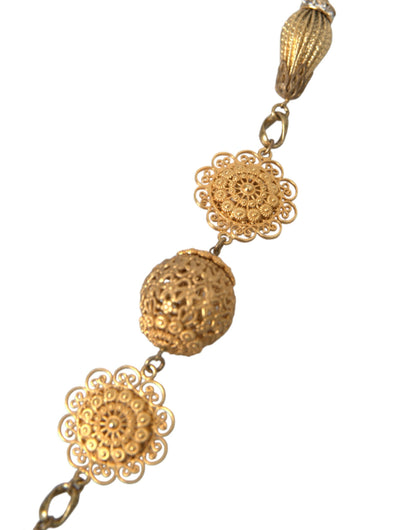 Dolce & Gabbana Crystal Flower Filigree Gold Brass Statement Necklace Dolce & Gabbana