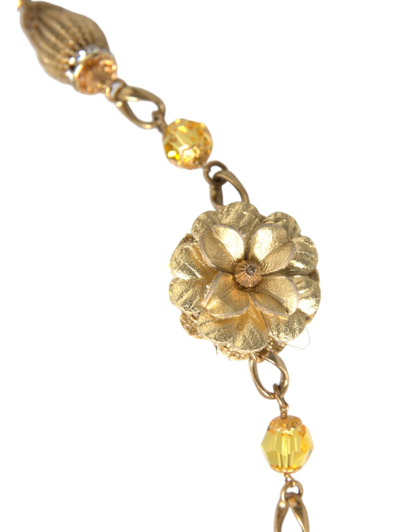 Dolce & Gabbana Crystal Flower Filigree Gold Brass Statement Necklace Dolce & Gabbana