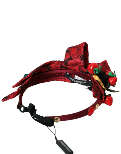 Dolce & Gabbana Red Cherry Sicily Embellished Women Hairband Diadem Dolce & Gabbana