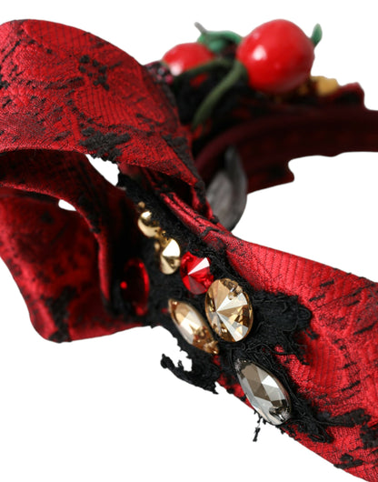 Dolce & Gabbana Red Cherry Sicily Embellished Women Hairband Diadem Dolce & Gabbana