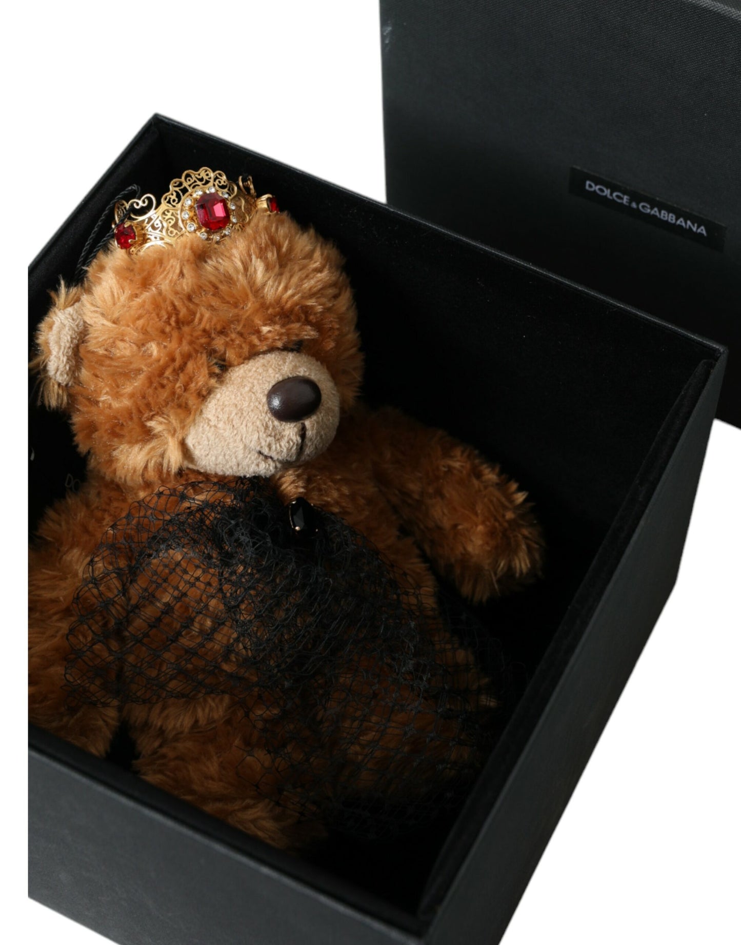 Dolce & Gabbana Brown Teddy Bear Gold Crystal Crown Hair Band Diadem Dolce & Gabbana