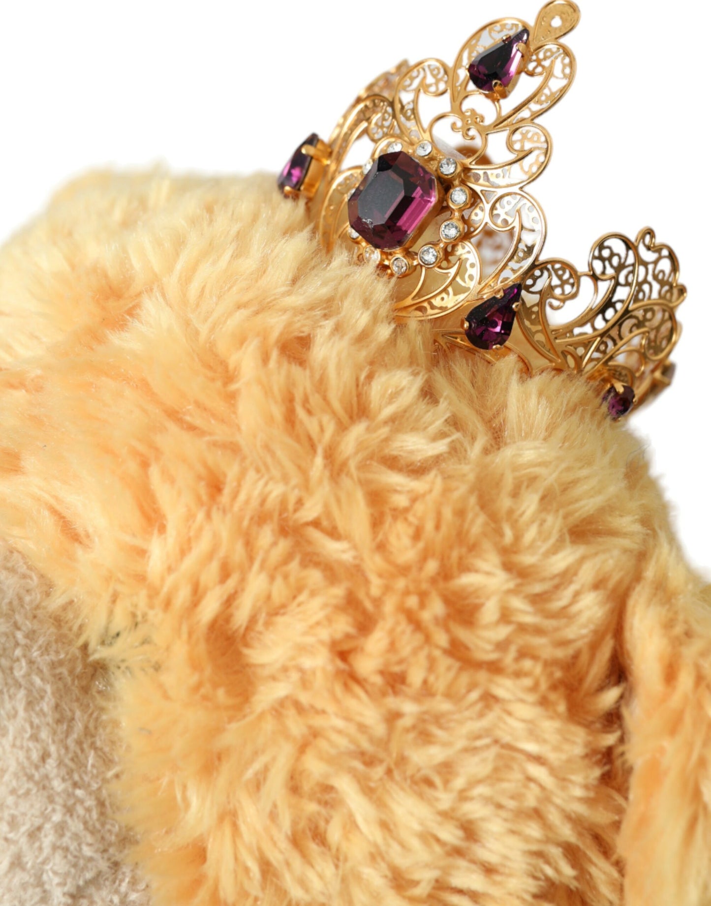 Dolce & Gabbana Brown Teddy Bear Gold Crystal Crown Hair Band Diadem Dolce & Gabbana