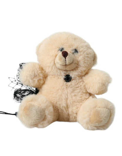 Dolce & Gabbana Beige Teddy Bear Mesh Net Band Hair Clip Dolce & Gabbana