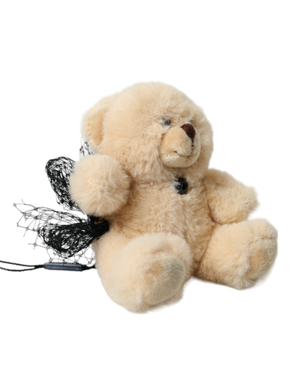 Dolce & Gabbana Beige Teddy Bear Mesh Net Band Hair Clip Dolce & Gabbana