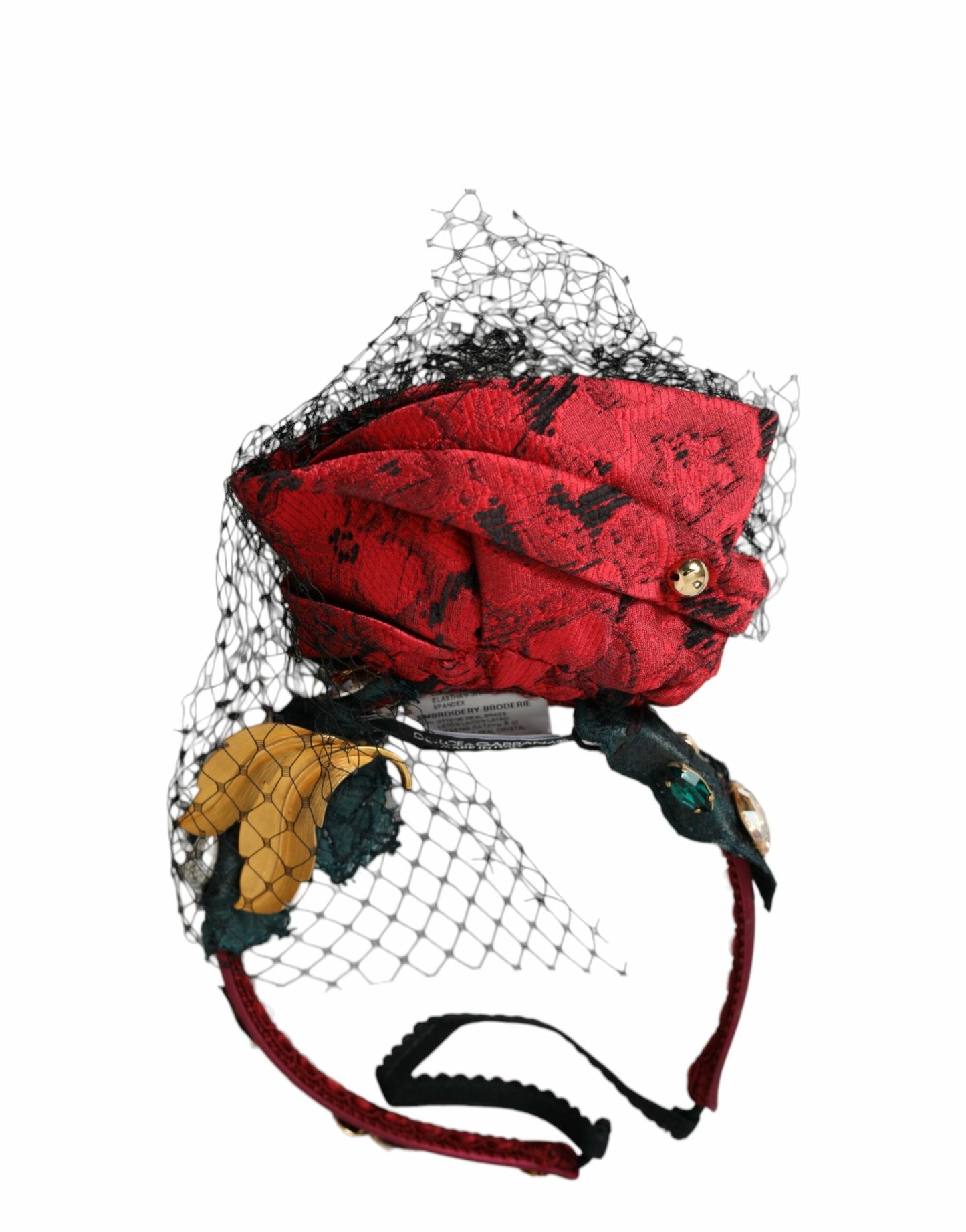 Dolce & Gabbana Multicolor Rose Silk Crystal Netted Logo Headband Diadem Dolce & Gabbana