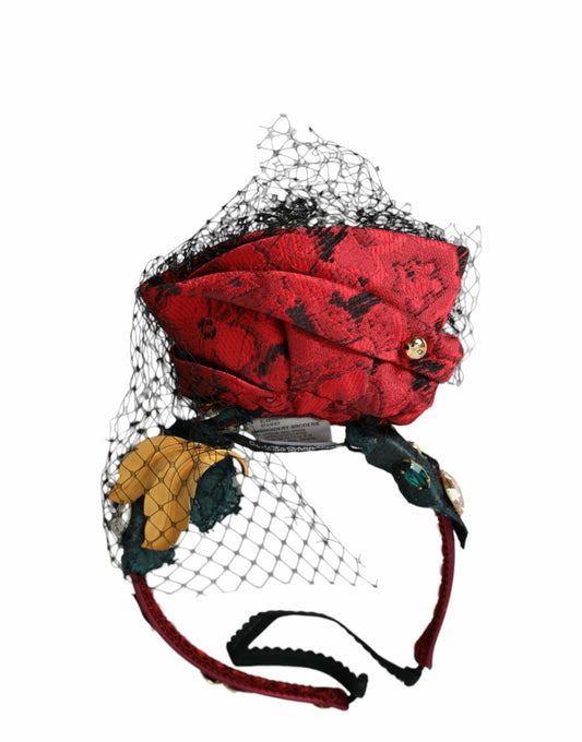 Dolce & Gabbana Multicolor Rose Silk Crystal Netted Logo Headband Diadem Dolce & Gabbana