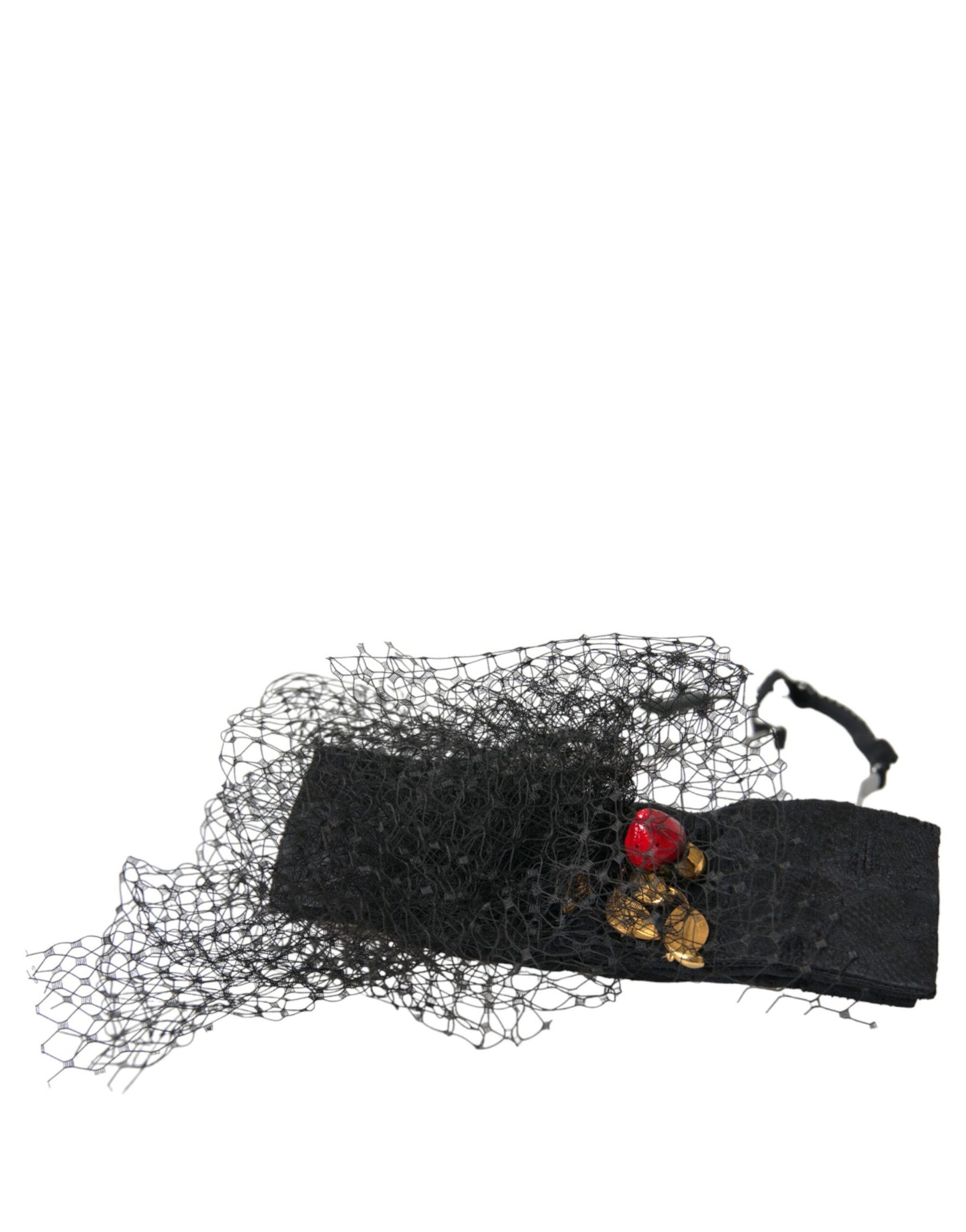 Dolce & Gabbana Black Strawberry Sicily Crystal Mesh Net Headband Diadem Dolce & Gabbana