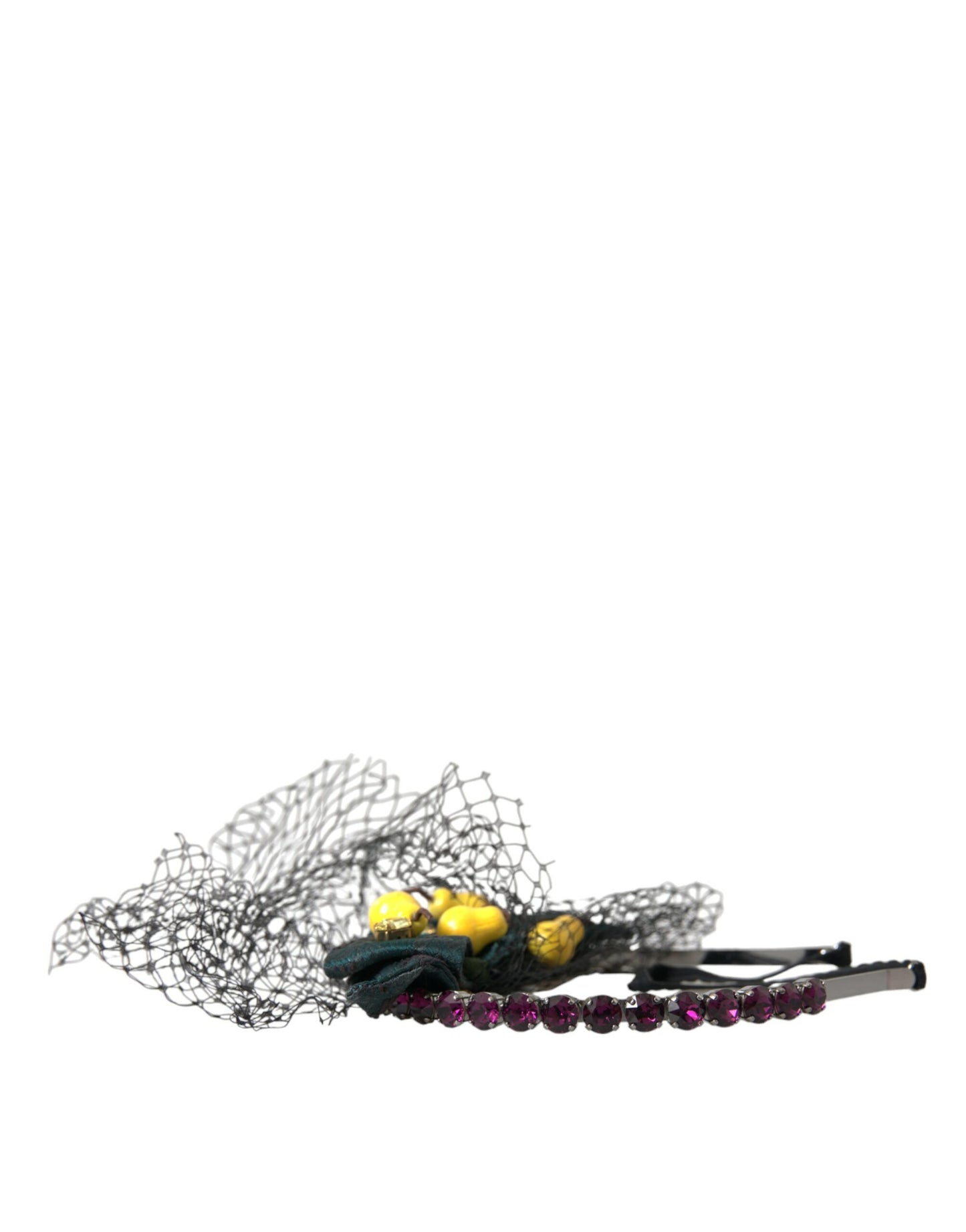 Dolce & Gabbana Black Lemons Sicily Purple Crystal Net Headband Diadem Dolce & Gabbana