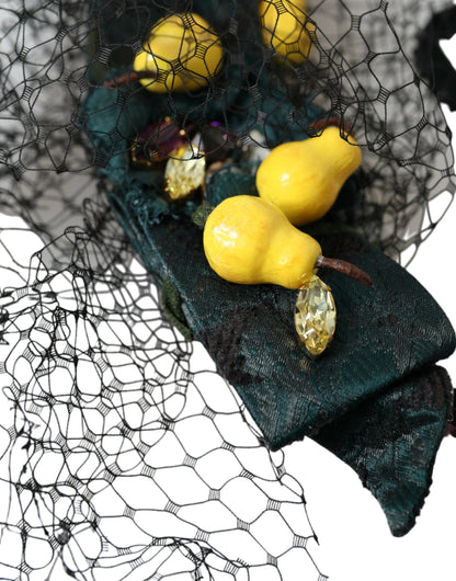 Dolce & Gabbana Black Lemons Sicily Purple Crystal Net Headband Diadem Dolce & Gabbana