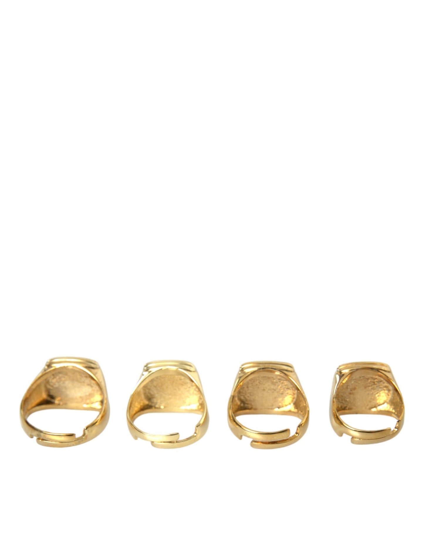 Dolce & Gabbana Gold Brass KING Enamel Set of 4 Ring Dolce & Gabbana