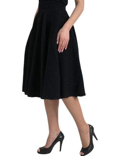 Dolce & Gabbana Black High Waist A-line Knee Length Skirt Dolce & Gabbana