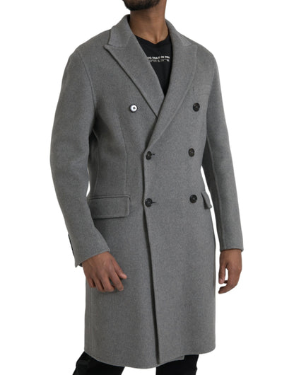 Dolce & Gabbana Gray Double Trench Coat Cashmere Jacket Dolce & Gabbana