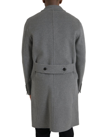 Dolce & Gabbana Gray Double Trench Coat Cashmere Jacket Dolce & Gabbana