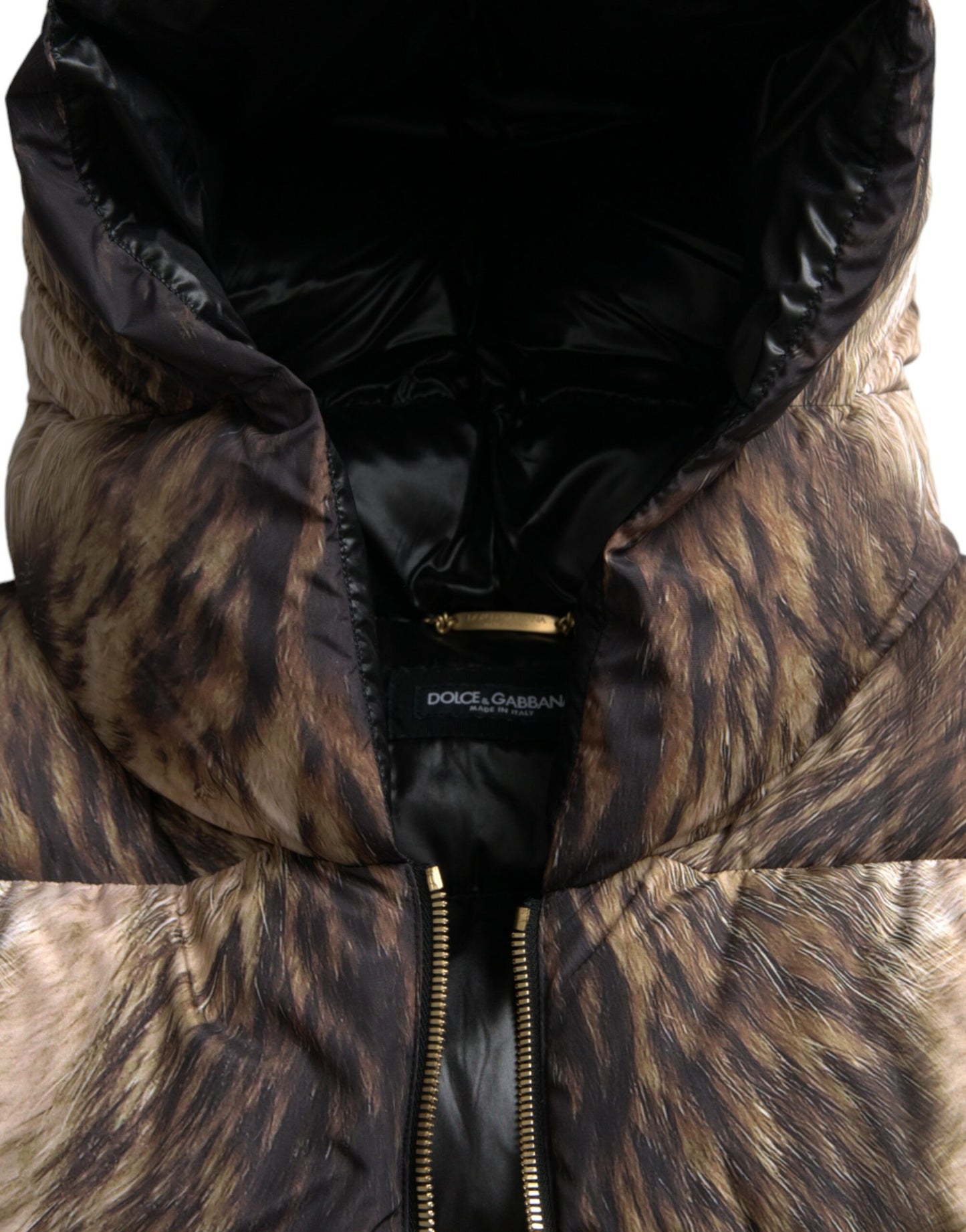 Dolce & Gabbana Parka Brown Full Zip Hooded Long Coat Jacket Dolce & Gabbana