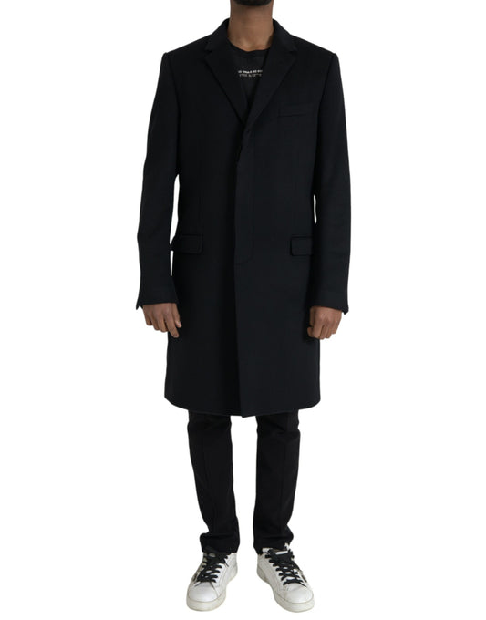 Dolce & Gabbana Black Wool Cashmere Trench Coat Jacket Dolce & Gabbana