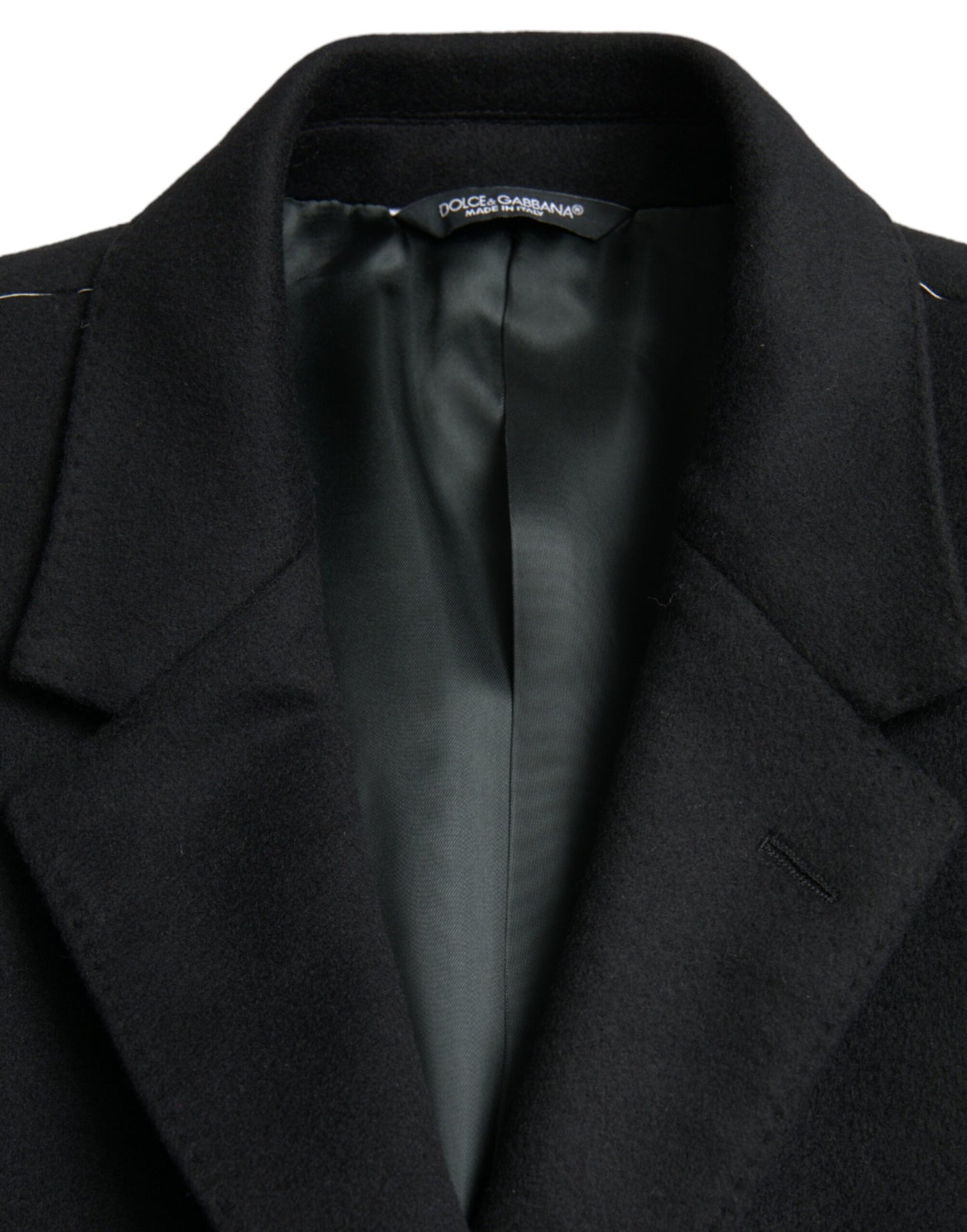 Dolce & Gabbana Black Wool Cashmere Trench Coat Jacket Dolce & Gabbana