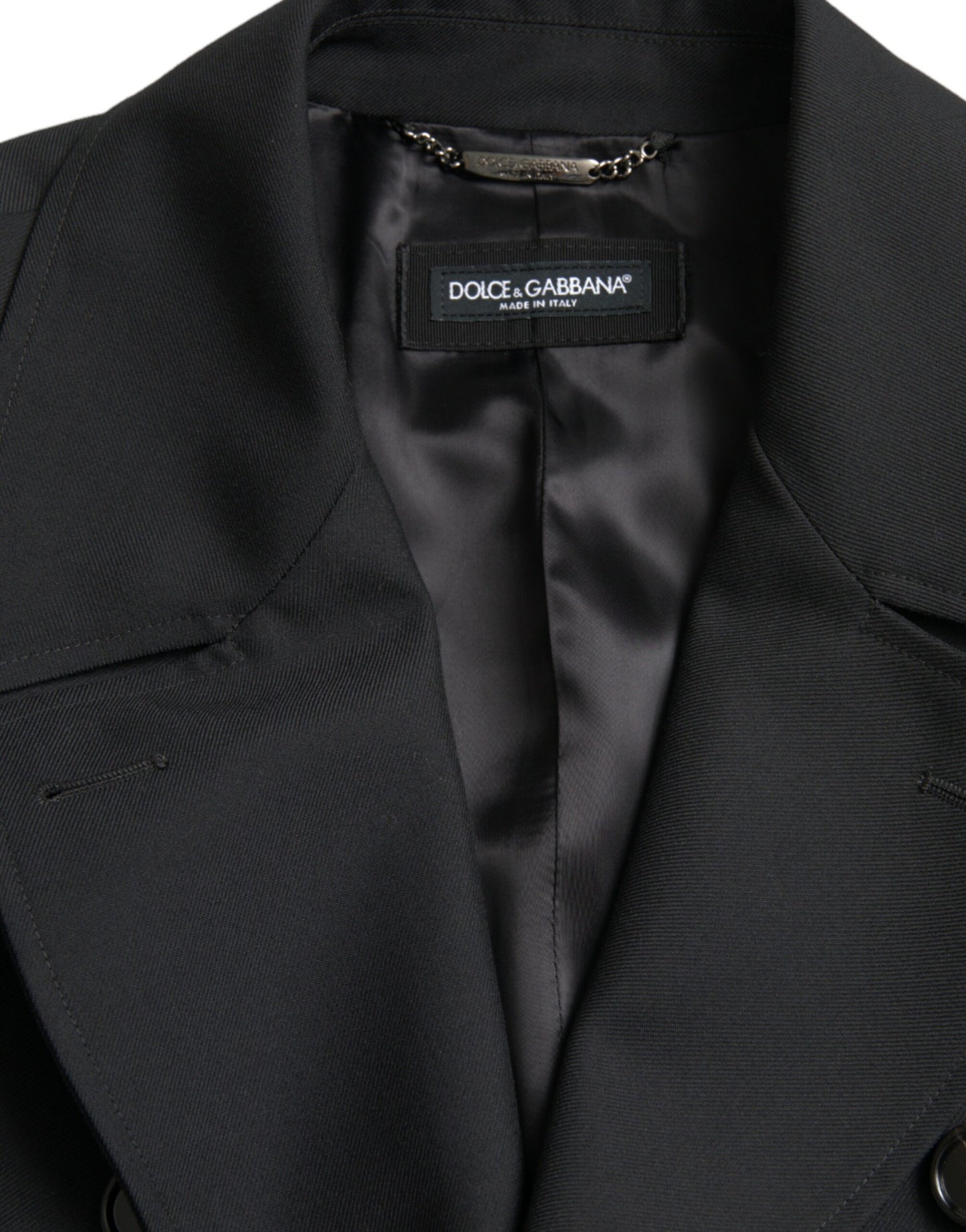 Dolce & Gabbana Black Double Breasted Trench Coat Jacket Dolce & Gabbana