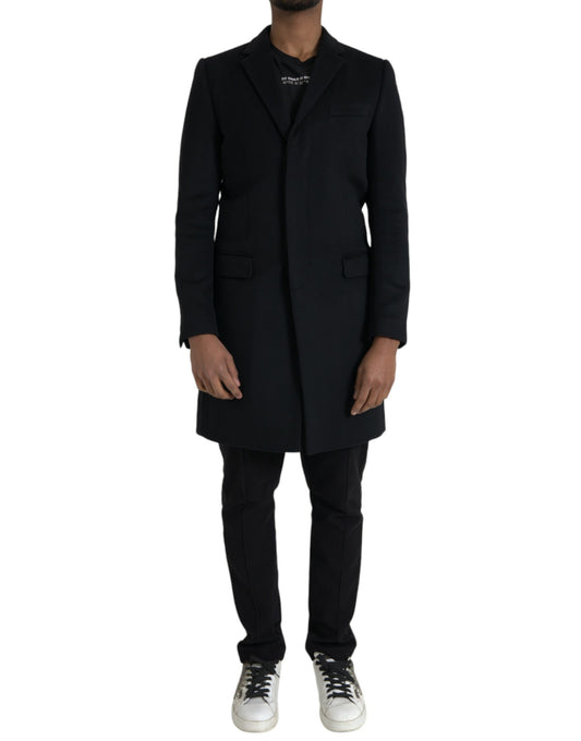 Dolce & Gabbana Black Single Breasted Trench Coat Jacket Dolce & Gabbana