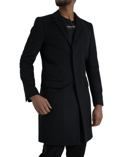 Dolce & Gabbana Black Single Breasted Trench Coat Jacket Dolce & Gabbana