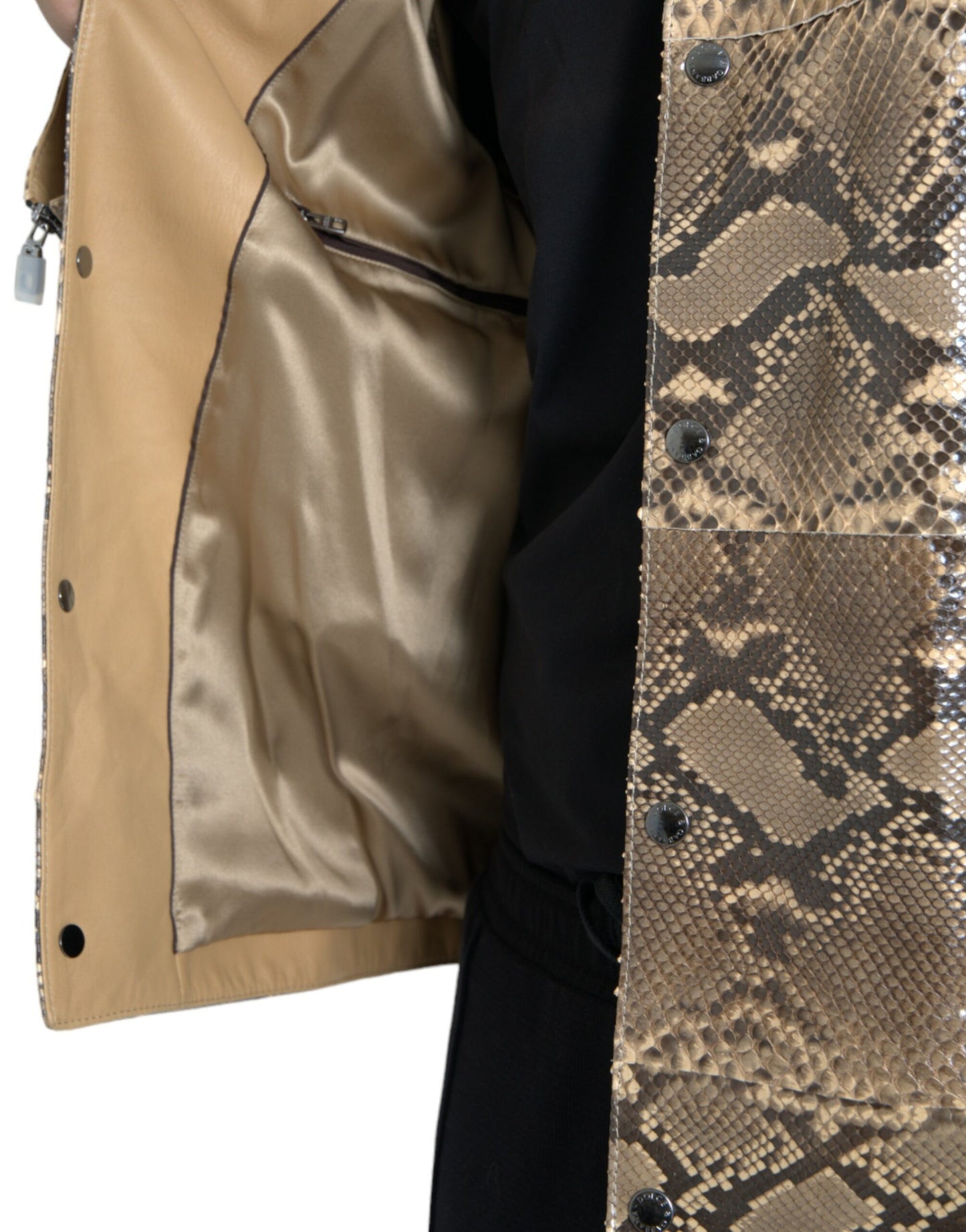 Dolce & Gabbana Beige Exotic Leather Biker Blouson Jacket Dolce & Gabbana