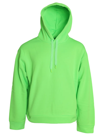 Dolce & Gabbana Neon Green Hooded Top Pullover Sweater Dolce & Gabbana