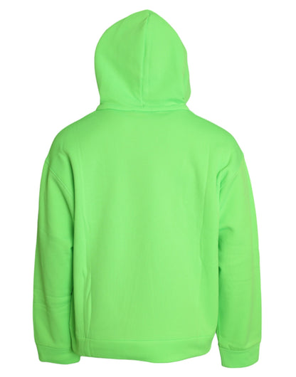 Dolce & Gabbana Neon Green Hooded Top Pullover Sweater Dolce & Gabbana