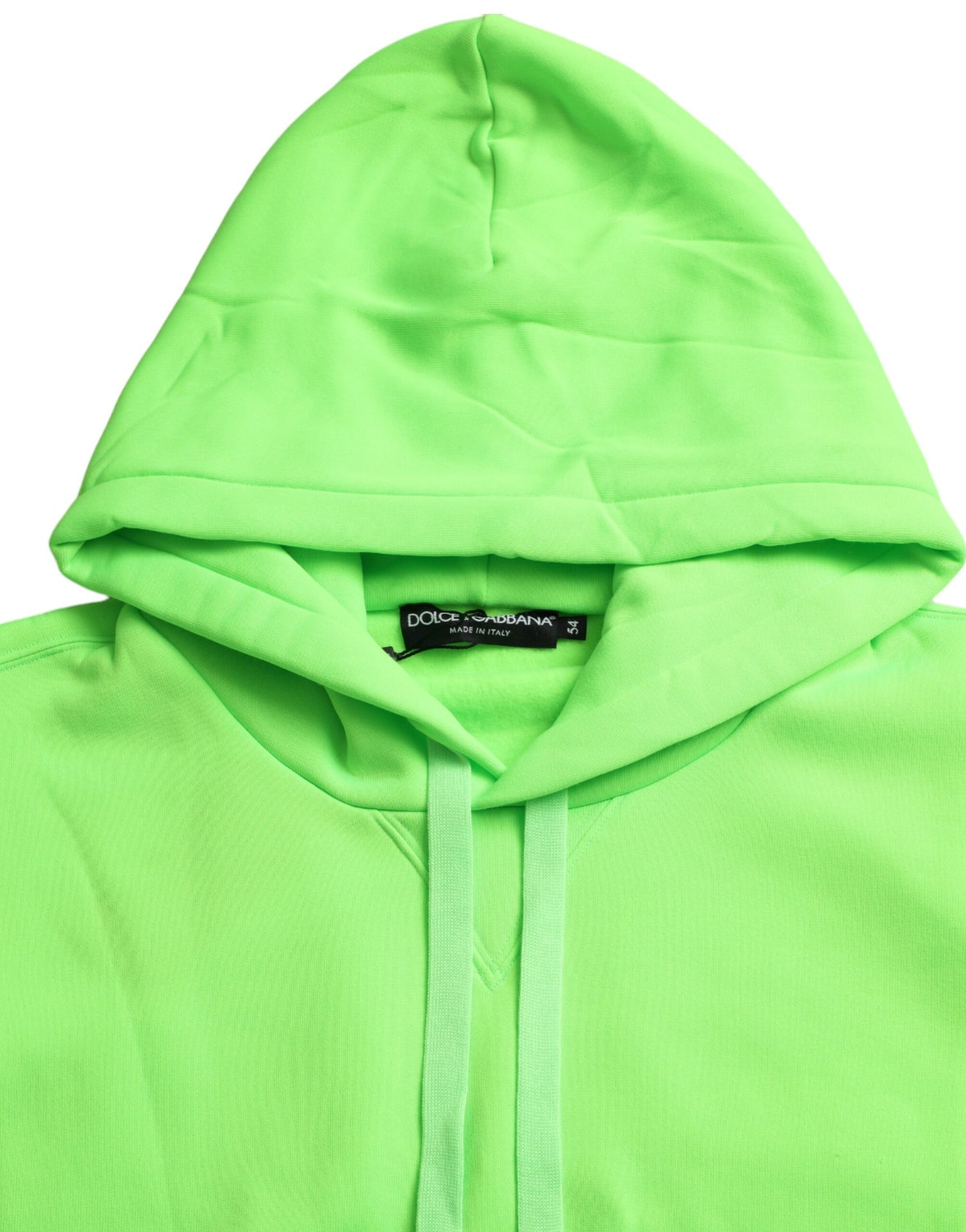 Dolce & Gabbana Neon Green Hooded Top Pullover Sweater Dolce & Gabbana