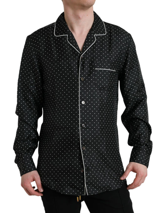 Dolce & Gabbana Black Polka Dot Silk Long Sleeve Shirt Dolce & Gabbana