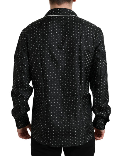 Dolce & Gabbana Black Polka Dot Silk Long Sleeve Shirt Dolce & Gabbana