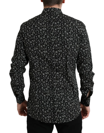 Dolce & Gabbana Black Floral Men Formal Dress GOLD Shirt Dolce & Gabbana