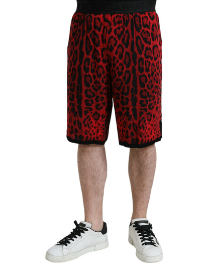 Dolce & Gabbana Red Leopard Print Viscose Bermuda Shorts Dolce & Gabbana