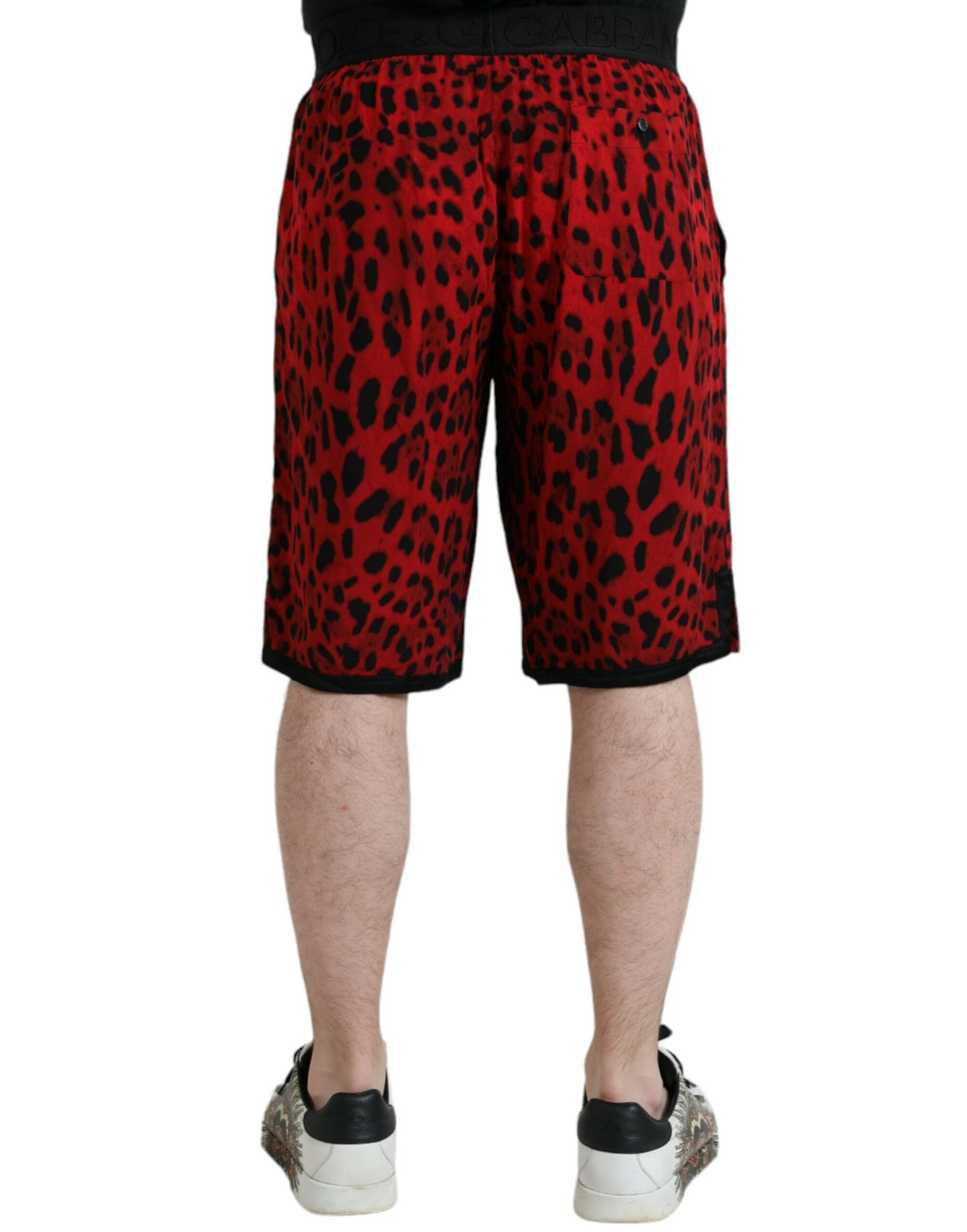 Dolce & Gabbana Red Leopard Print Viscose Bermuda Shorts Dolce & Gabbana