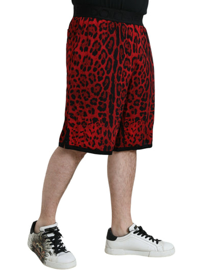 Dolce & Gabbana Red Leopard Print Viscose Bermuda Shorts Dolce & Gabbana